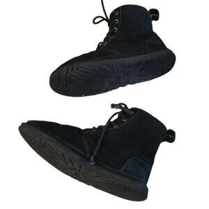 Uggs Women's Neumel High Top Boots Size 8 Black Chukka Suede Wool Treadlite Y2K